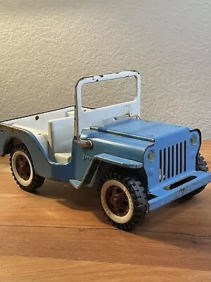 Vintage Tonka Pressed Steel 1960s Jeep W/ Folding Windshield Turquoise Blue • $39.99