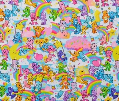 Hasbro Care Bears  Rainbow All Over Cotton Woven Fabric 1/2mt • $11