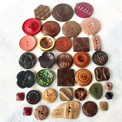 Assortment Of 34 Sew-Thru Wood Buttons • $1.99