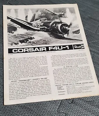 Instructions For Revelle F4U-1 Corsair Model. 1970 • $4.98