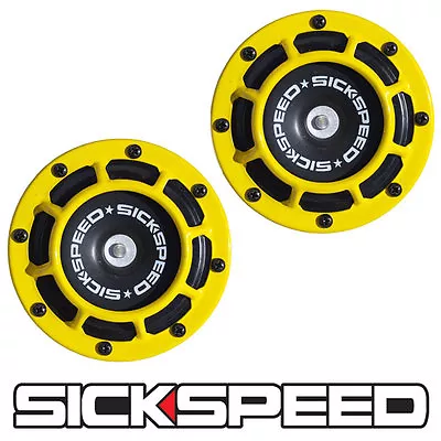 Sickspeed 2pc Yellow Super Loud Compact Electric Blast Tone Horn For Car 12v P4 • $29.65