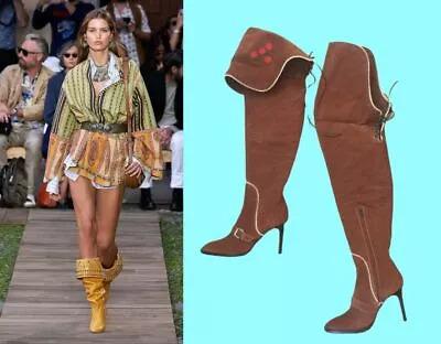 $1755!  Dsquared2 Runway Pirate Suede Duo Boots! ~fold Or Over Knee- 40  • $299