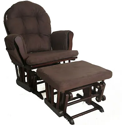 £144.95 • Buy Brown Maternity Nursing Glider Rocking Chair Gliding With Stool Wood Frame 