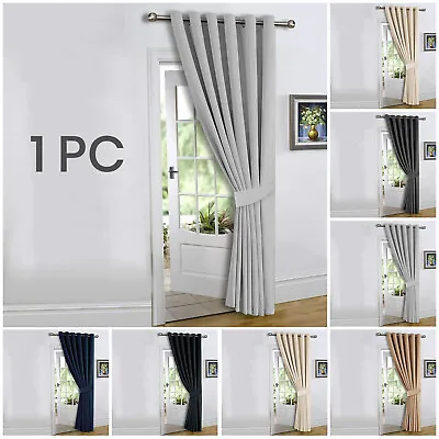 £17.99 • Buy Heavy Thermal Blackout Door Curtains Pair Of Eyelet Ring Top Ready Made Curtain