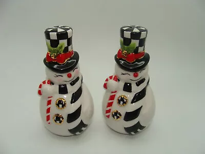 MacKenzie Childs Snowman Salt & Pepper Shaker Set • $64