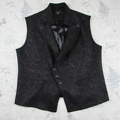 EUC Punk Rave Gothic Palace Printed Heavy Victorian Black Vest Waistcoat 5XL • $29.99