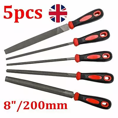 £11.99 • Buy 5pc Engineers Metal File Set Half Round Flat Round Square Triangular Soft Grip.