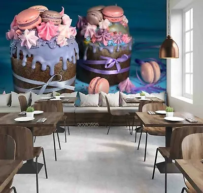 3D Macarons Cake Wallpaper Wall Mural Removable Self-adhesive 153 • $226.67