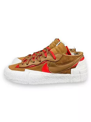 Nike Blazer Low X Sacai British Tan 2021 Mens 12 Double Foam Unique Red Sneaker • $49.97