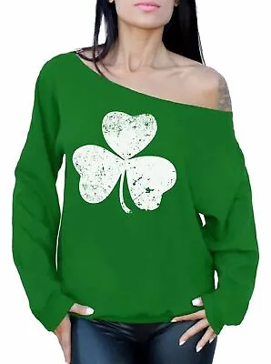 $21.95 • Buy Awkwardstyles Irish Off The Shoulder Oversized Sweatshirt St Patrick's Day 
