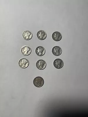 Silver Mercury Dimes Lot Of 10 • $6.50