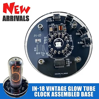 $22.99 • Buy IN-18 Vintage Glow Tube Clock NIXIE Clock Electronic Vacuum Tube Clock Assembled