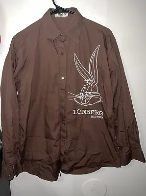 Vintage Iceberg History Made In Italy Bugs Bunny Button Down Shirt Brown • $125