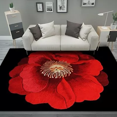 £12.22 • Buy Rose Poppy Flower Carpet Bedroom Rug Decorative Door Anti-slip Rug Mat Kitchen
