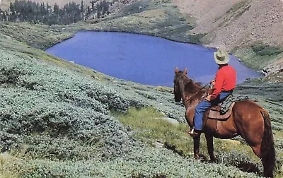 Mountain Lake & Cowboy On A Horse Near Steamboat Springs Colorado • $4.45