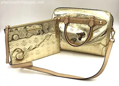 Authentic Michael Kors Women's Metallic Gold Satchel Bag W/ Wallet- COA Included • $24.99