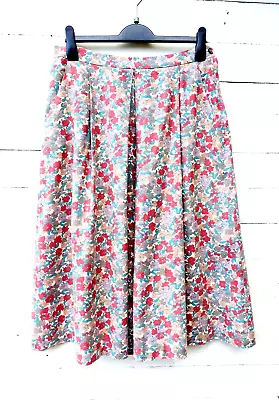 Liberty Of London Thomas & Jonathan Vintage Skirt Floral Midi Cotton/wool L 16 • £22