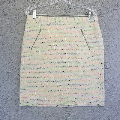 Halogen Women Skirt Size 10 Tweed Colorful Short Zip Pockets Striped Bright • $16.14