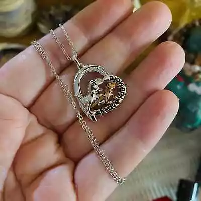 I Love You More Dinosaur Heart Sterling Silver Necklace • $31.99