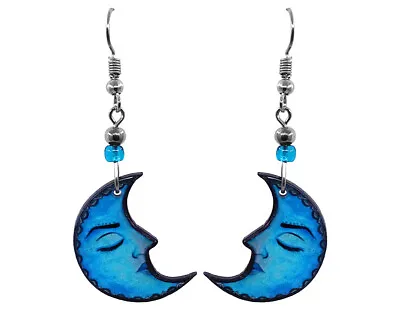 Sleepy Crescent Half Moon Earrings Celestial Accessories Handmade Cosmic Jewelry • $13.99