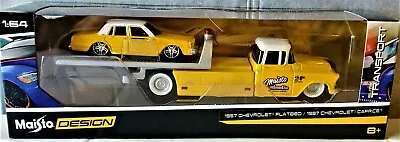 Maisto Design 1957 Chevrolet Flatbed / 1987 Chevy Caprice 1/64 Elite Transport  • $21.99