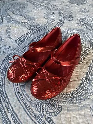 £20.14 • Buy Girls Nova Utopia Red Glitter Ballet Flats Ruby Red Slippers Dorothy Size 13