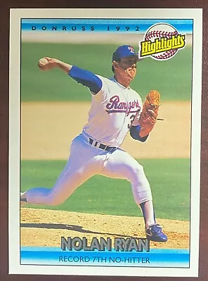 $1.95 • Buy 1992 Donruss #154 Nolan Ryan Texas Rangers Highlights 7th Record No-Hitter HOF