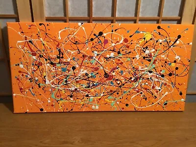 Jackson Pollock Style Painting  10  X 20   No. 3 Signed By Artist COA Issued • $177.71