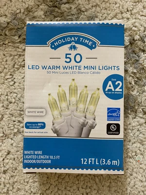 $6 • Buy Holiday Time 50 LED Warm White Mini Lights White Wire Set Christmas Party Décor