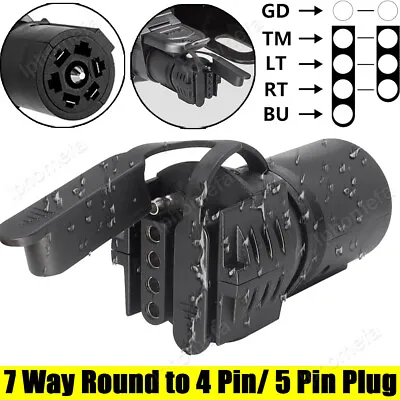 7 Way To 4 & 5 PIN RV Blade Connector Flat Plug Adapter For Trailer Camper • $8.79