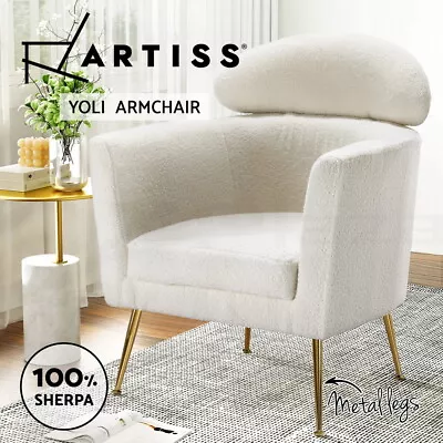 Artiss Armchair Lounge Chair Accent Chairs Sofa Armchairs Sherpa Boucle White • $159.95