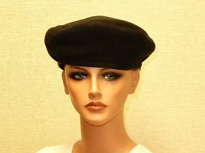 Gyarto Sapka Vintage Black Wool Beret Leather Headband Unisex Medium #HAT-2 • $29.95