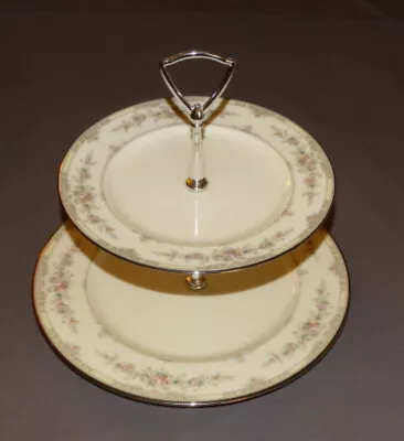 Noritake Shenandoah 9729 Tiered Serving Tray Dinner & Salad Size Mint • $69.99