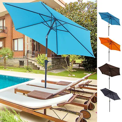 Patio Umbrella Parasol Sun Shade Tilting With Crank Garden Aluminium 2.7M • £40.99