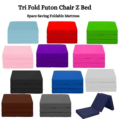 Water Resistant Single Fold Out Futon Chair Z Bed Foam Mattress Guest Bed • £48.50