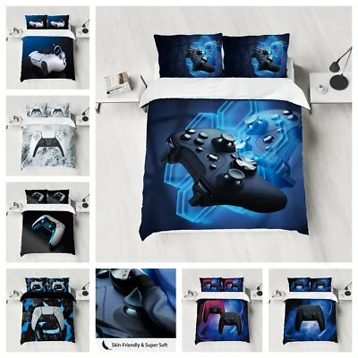 Gamer Gamepad Gray Bedding Set Duvet Cover Video Game Qulit Cover PillowCase • $81