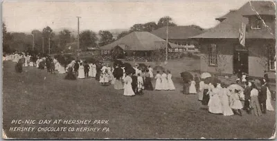 Vintage HERSHEY Pennsylvania Postcard  PIC-NIC DAY AT HERSHEY PARK  1910 Cancel • $4