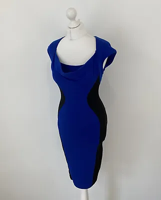 £9.99 • Buy TFNC London Bodycon Dress Blue & Black Cowl Neck Sz Small Ladies