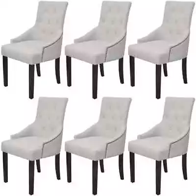 VidaXL Dining Chairs 6 Pcs Cream Grey Fabric SP • $1526.58