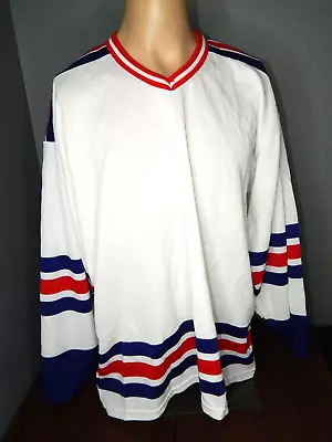 Vtg 80s 90s NEW YORK RANGERS Colors Blank Hockey Jersey CCM Men's XL Maska • $40