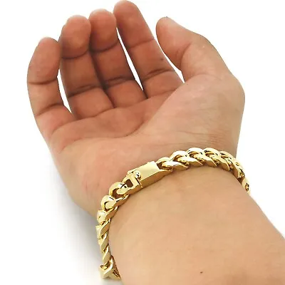 Pulsera Para Hombre Moda Hip Hop Cadena Cubana Oro 14k Chapado Joyería Lujo 8.5  • $40.83