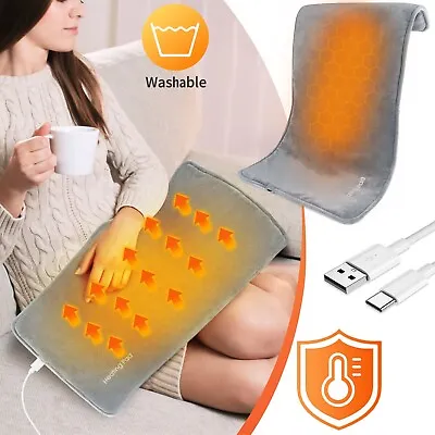 USB Electric Heating Pad Warmer Washable For Back Pain Cramp Relief Warm Blanket • $16.74