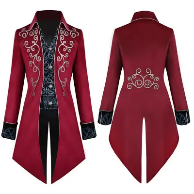 Mens Steampunk Vintage Tailcoat Jacket Gothic Victorian Frock Coat Uniform Coat • $87.75