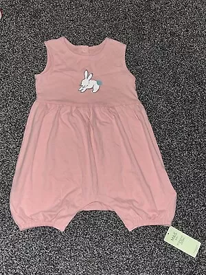 BNWT M&S Baby Girls Pink Bunny Short Summer Romper Suit 18-24 Months • £4