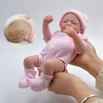 Realistic Full Vinyl Silicone Reborn Baby Doll Handmade Newborn Girl Mini Babies • £17.71