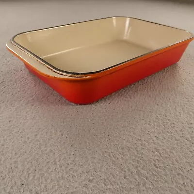 Le Creuset Pan Enamel Cast Iron Orange Vintage Baking Casserole #40 France • £183.35