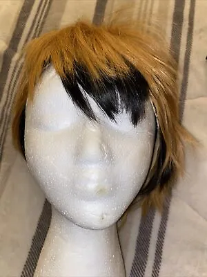 PUNK ROCK WIG Calico Cat Style Super Rad Men’s LARGE Brown & Black Shag Cut VTG • $50