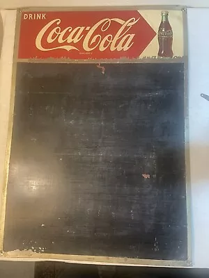 1950s METAL COCA COLA SODA BOTTLE MENU BOARD SIGN NON PORCELAIN ART ADVERTISING • $350