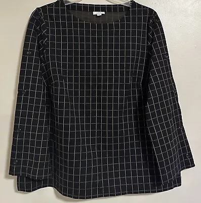 J Jill Black Tan Plaid Ponte Blouse Shirt Size 2X Pre-owned • $21.99