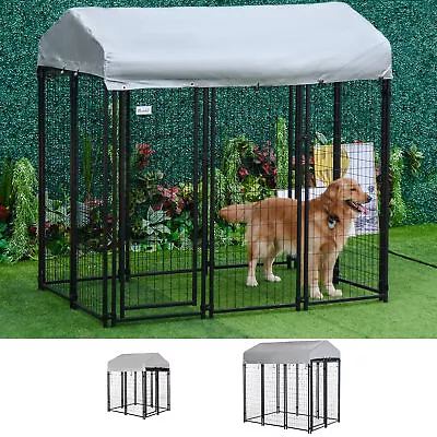 PawHut Outdoor Dog Kennel Metal Dog Run With Canopy • £99.99